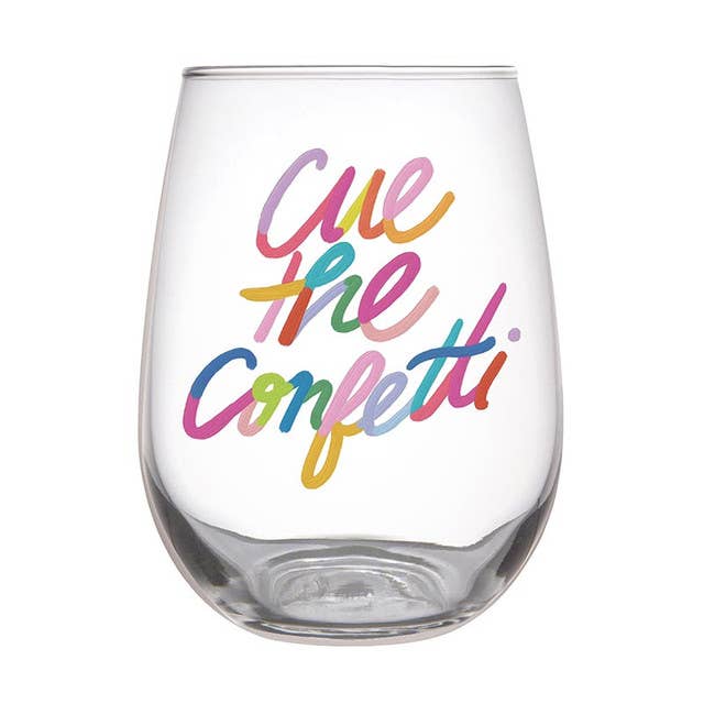 "Cue the Confetti" Wine Glass