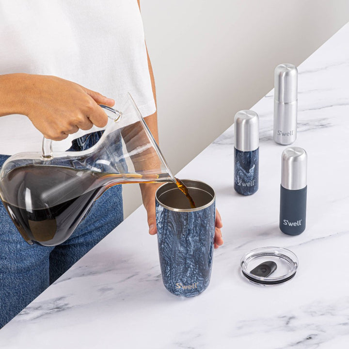 Azurite Marble Travel Bottle Set and Azurite Marble Travel Mug.