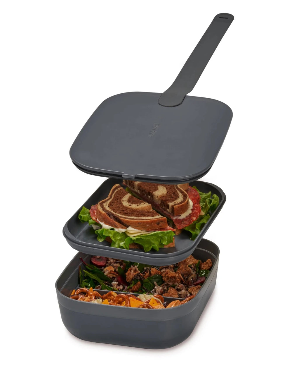Bento Box compartments filled with food.