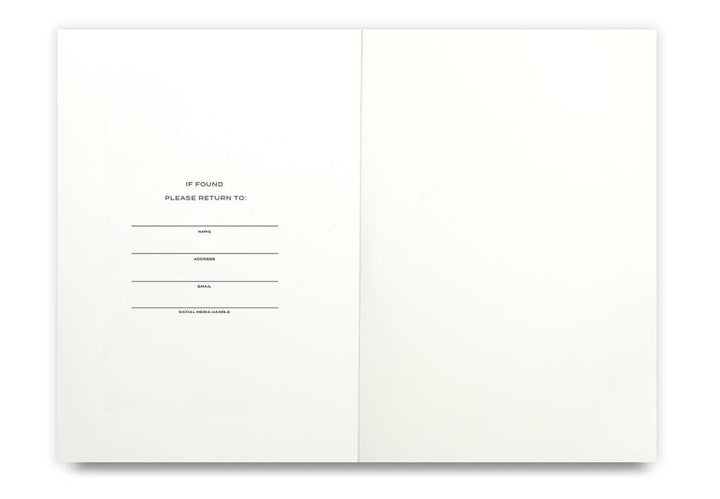 Big Idea Sketchbook inside cover with places for personal information including name, address, email and social media handle. 