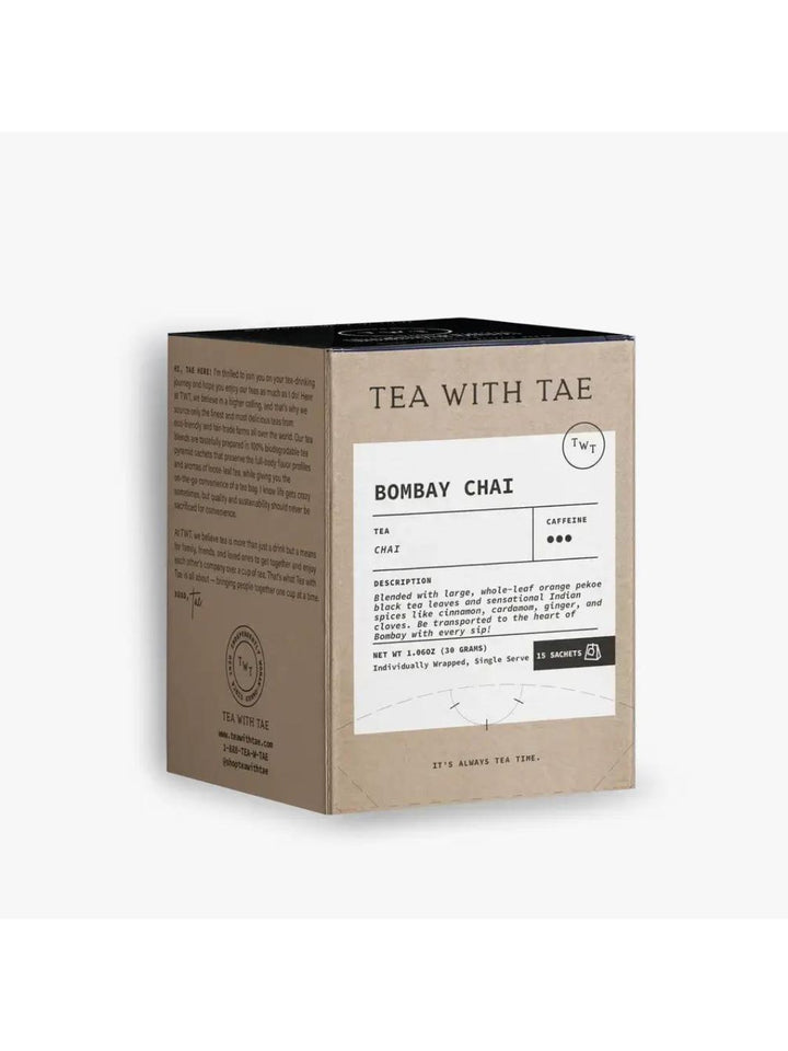 Box of Bombay Chai Tea by Tea with Tae. 