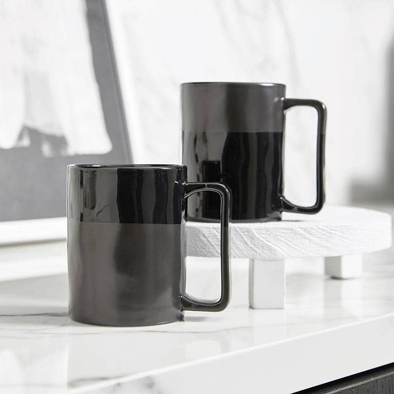 Color Block Organic Mug available in Matte Black/Glossy Black.