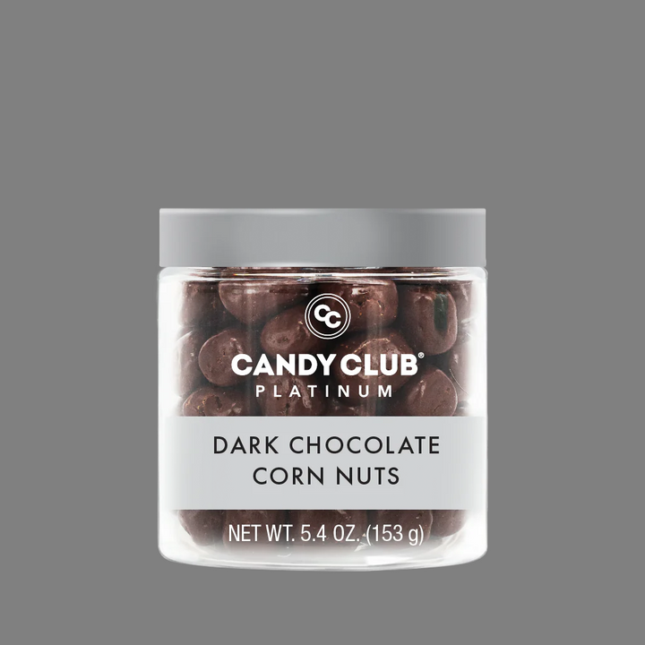 Corn nuts coated in rich dark chocolate.