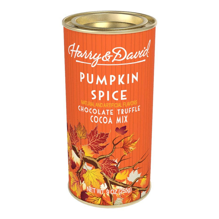 Harry & David® Fall Pumpkin Spice Cocoa in a 9oz round tin.