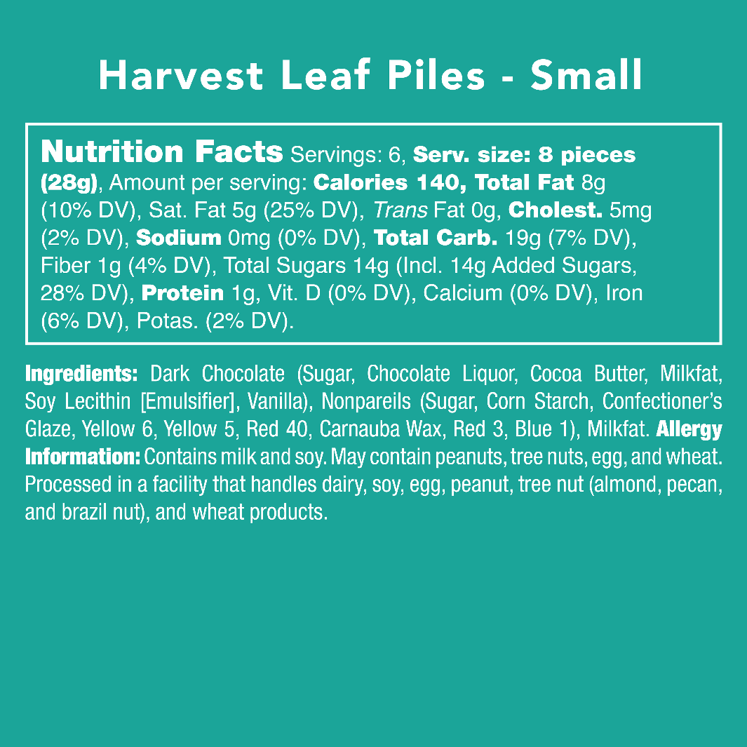 Nutritional Facts for Harvest Leaf Piles