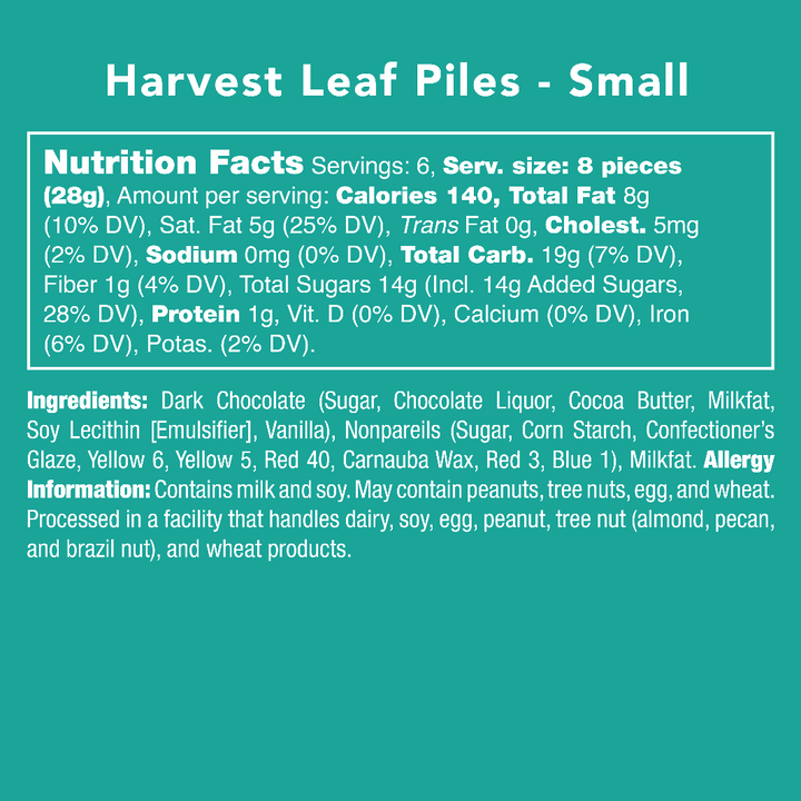 Nutritional Facts for Harvest Leaf Piles