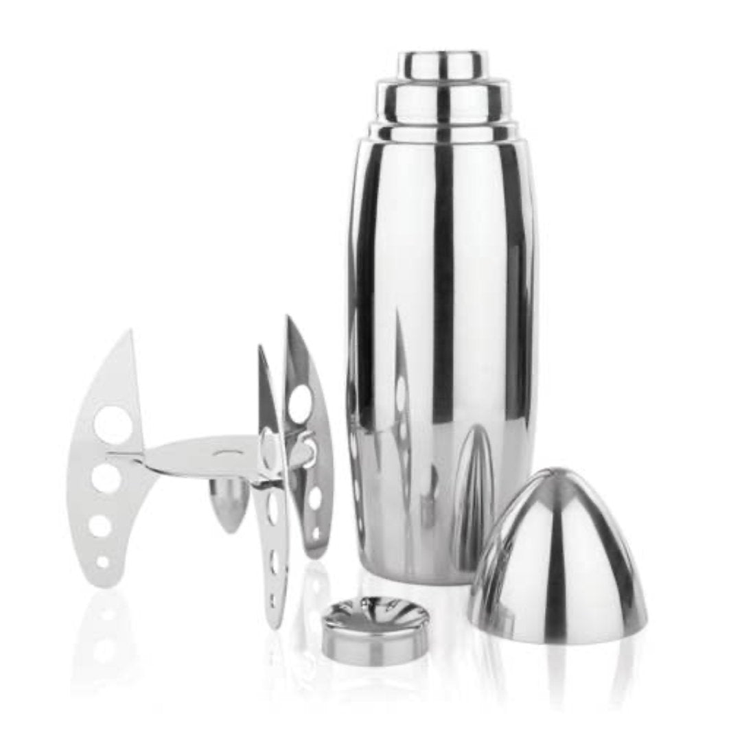 Close-up of the Irving™ Cocktail Shaker disassembled, showcasing Viski's expert craftsmanship.