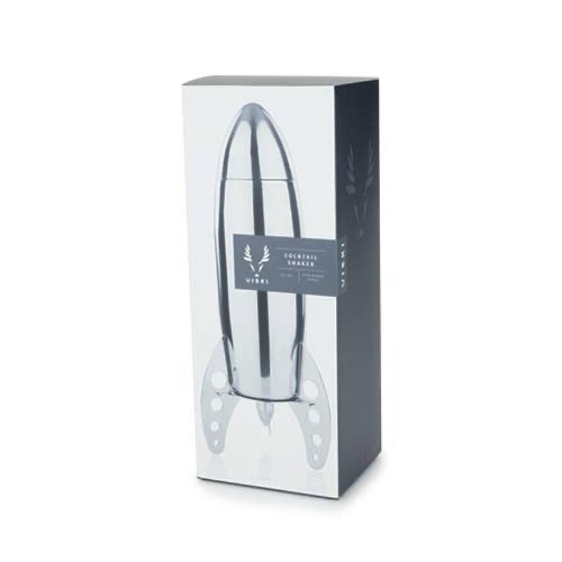 Irving™ Stainless Steel Rocket Cocktail Shaker by Viski - 24 oz capacity with stand and built-in strainer.