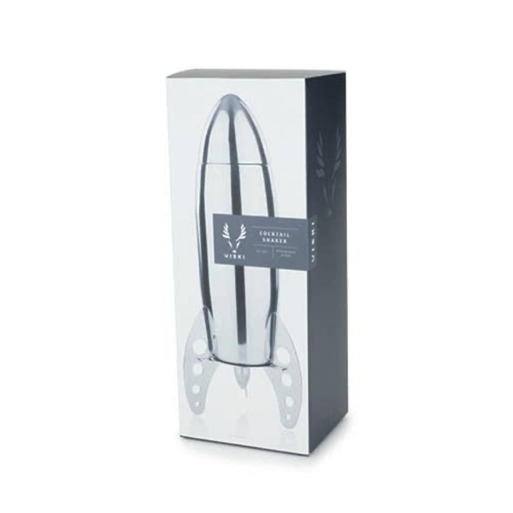 Irving™ Stainless Steel Rocket Cocktail Shaker by Viski - 24 oz capacity with stand and built-in strainer.
