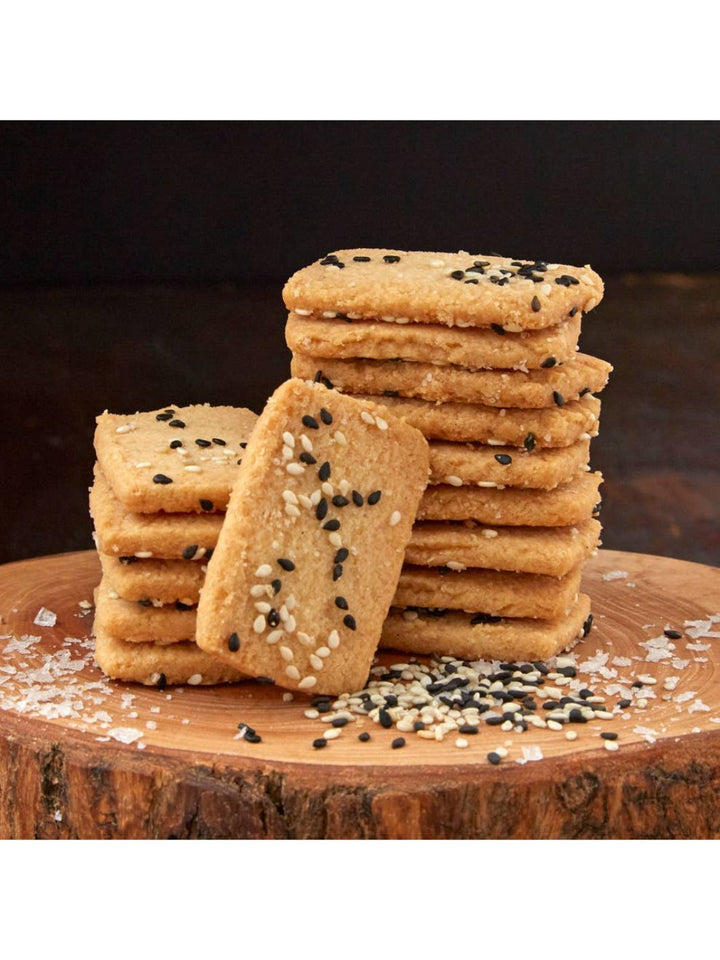 Black and White Sesame Savory Biscuit with toasted sesame seeds.