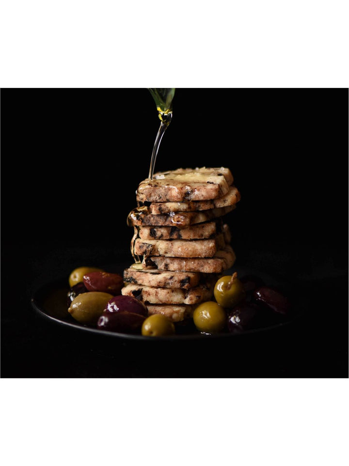Olive Scourtin Savory Biscuits made with cured olives and EVOO.