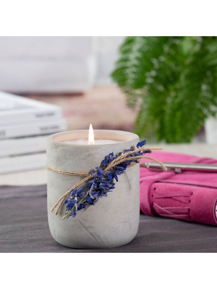 Larkspur Amethyst Cement Candle