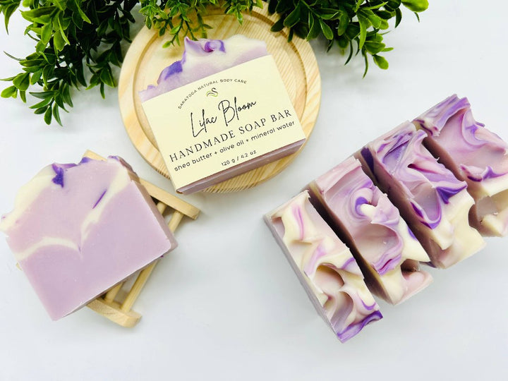 Six Lilac Bloom Handmade, Natural Soap Bars.