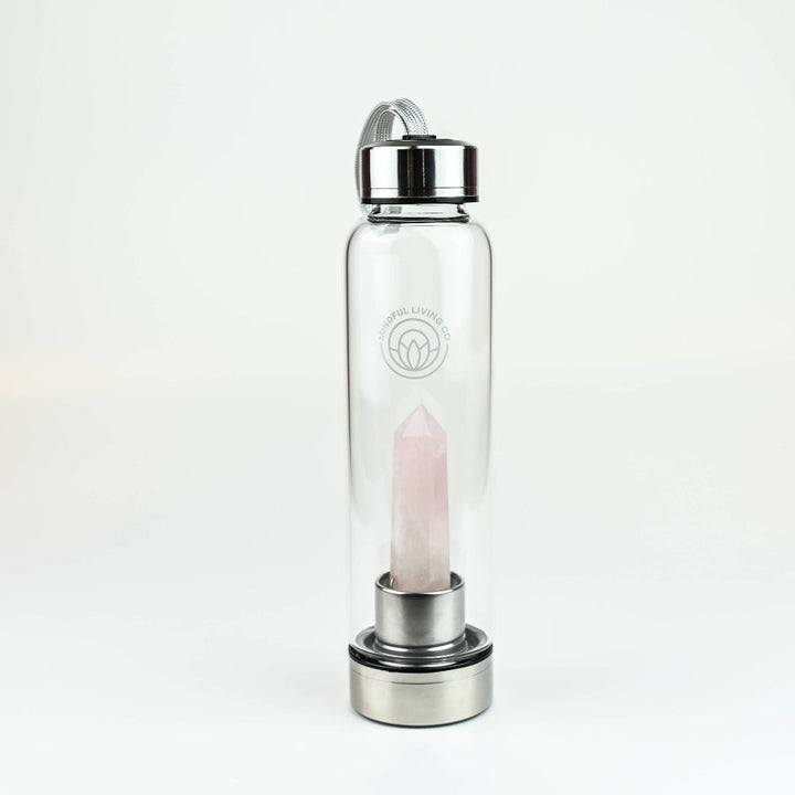 Rose Quartz Crystal Water Bottle for Love and Connection.