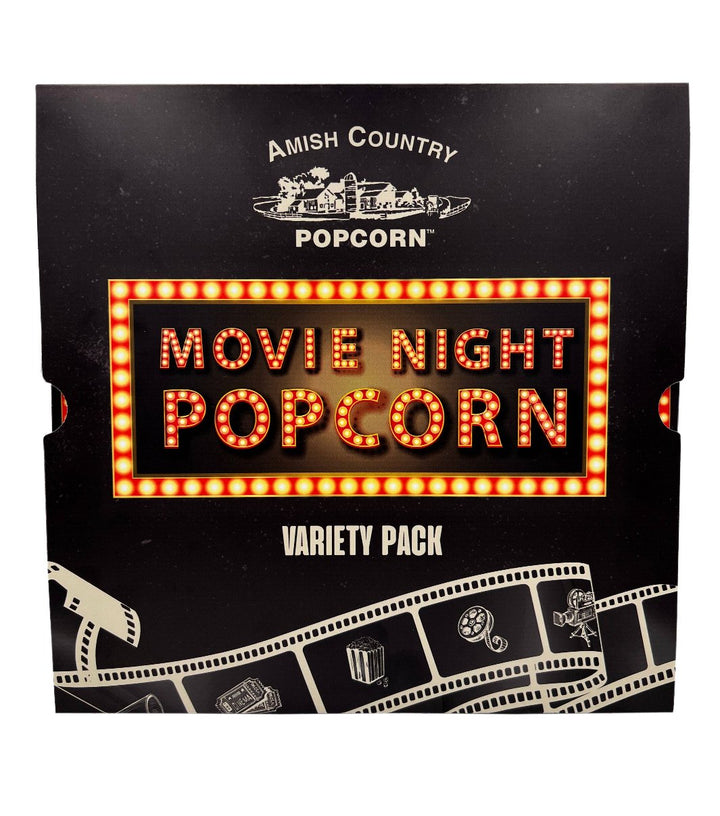 Flat lay of the Movie Night Popcorn Variety Pack Cover. 