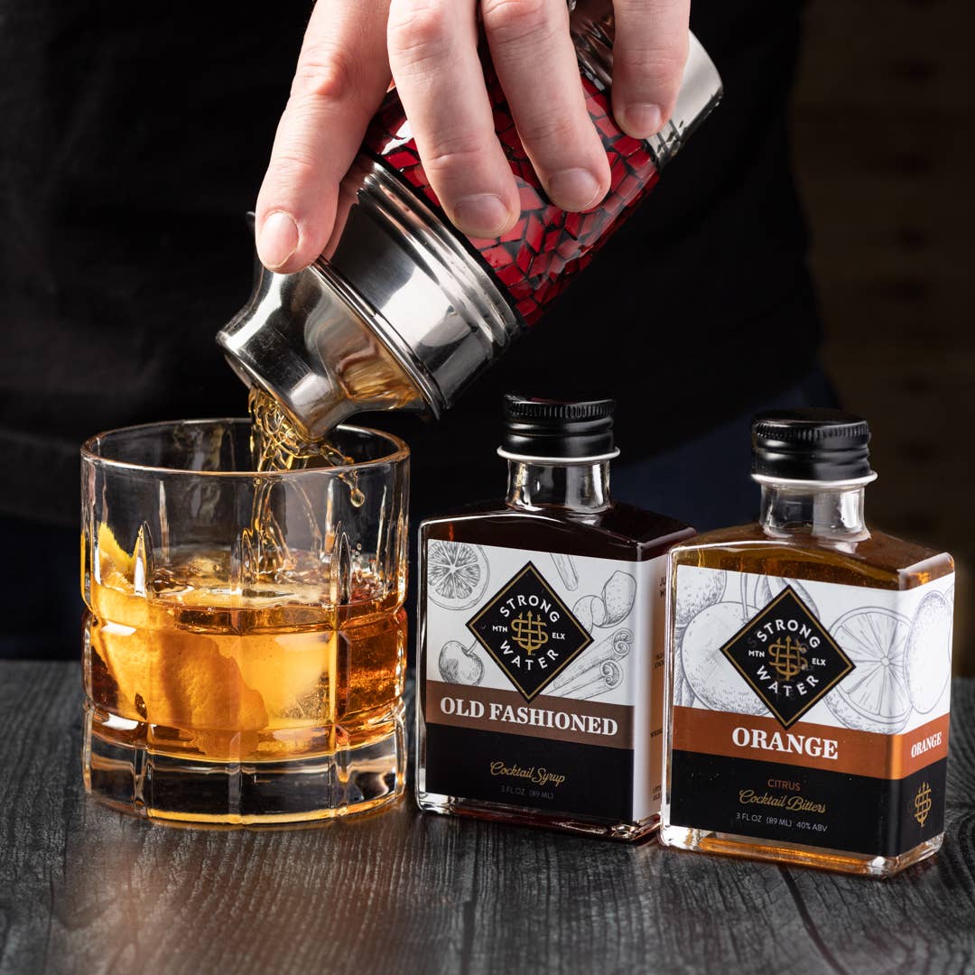 Old Fashioned cocktail syrup (12 servings) and orange bitters. Just add whiskey and garnish for a classic cocktail.
