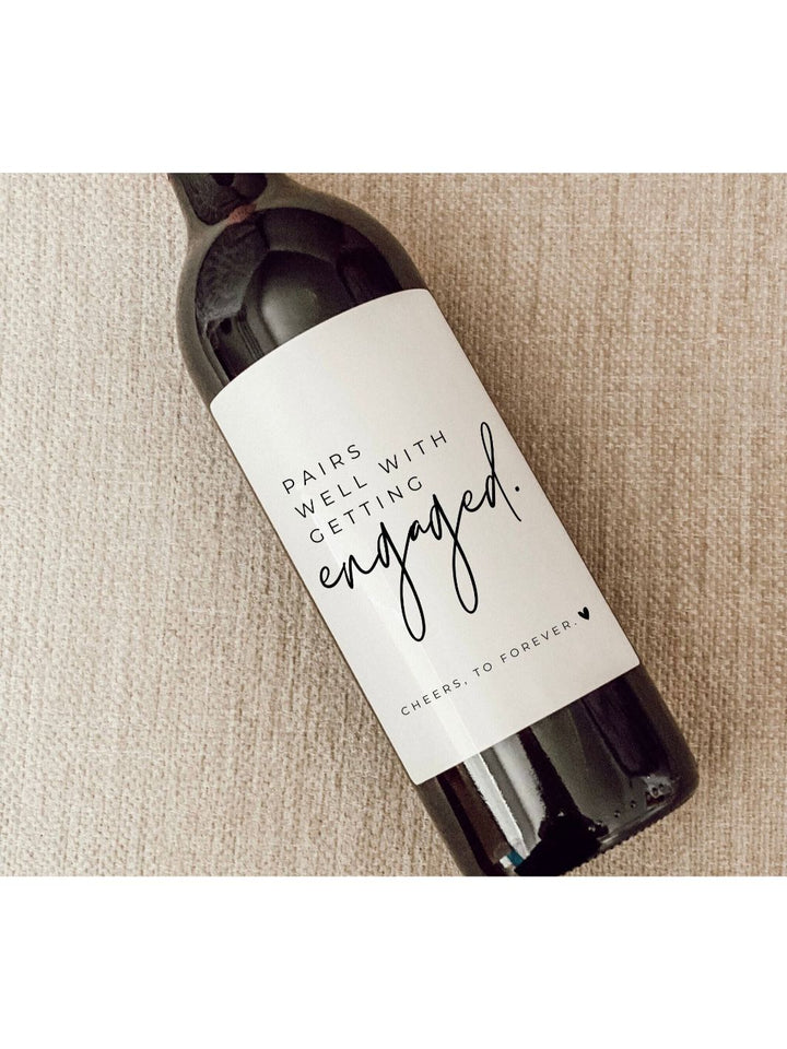 "Pairs Well With Engaged" Wine Label
