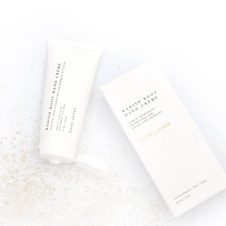 Stylish packaging of Radish Root Hand Crème, perfect for gifting and skincare lovers.