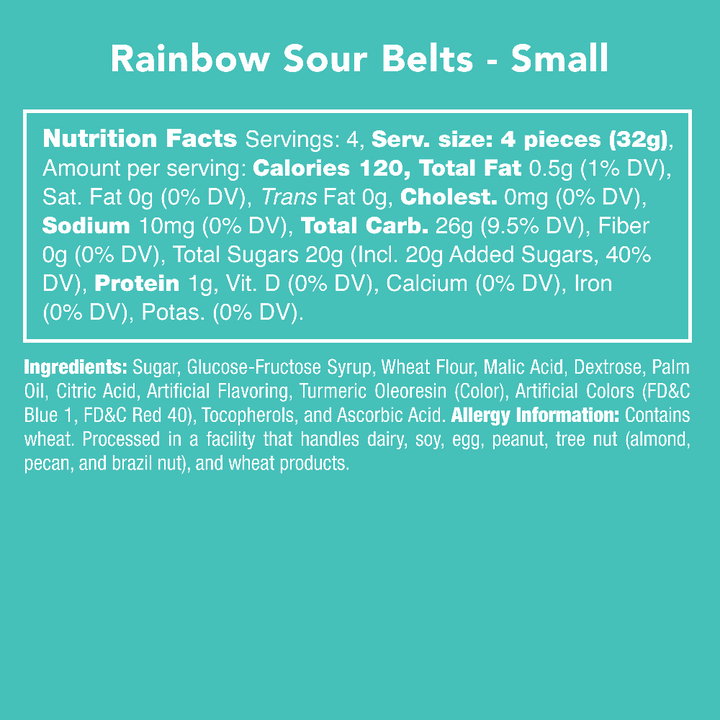 Rainbow Sour Belts Nutrition Facts