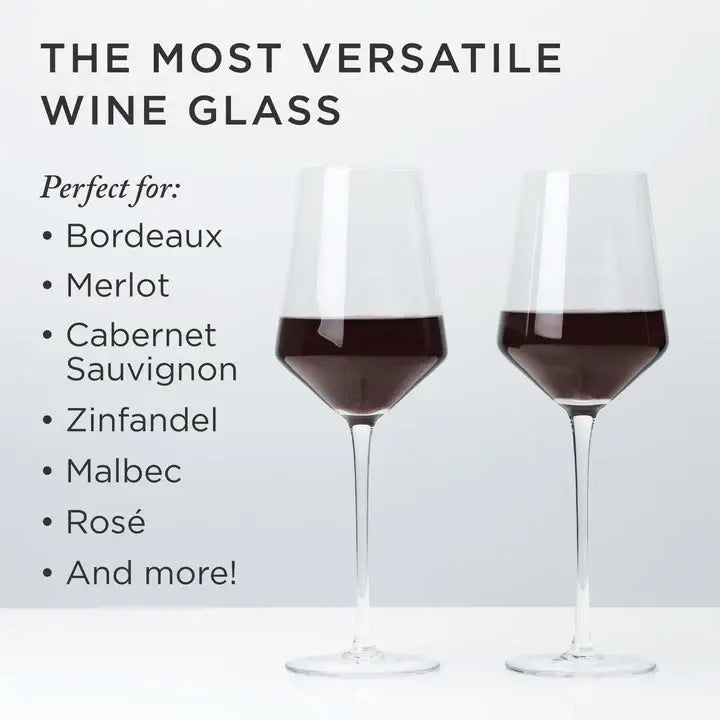 Raye™ Crystal Wine Glasses Set is perfect for Bordeaux, Merlot, Cabernet Sauvignon, Zinfandel, Malbec, Rose and more.