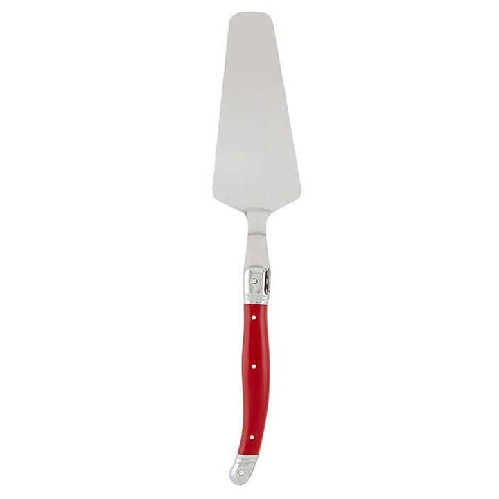Holiday pie server with red handle, ideal for serving Christmas desserts.