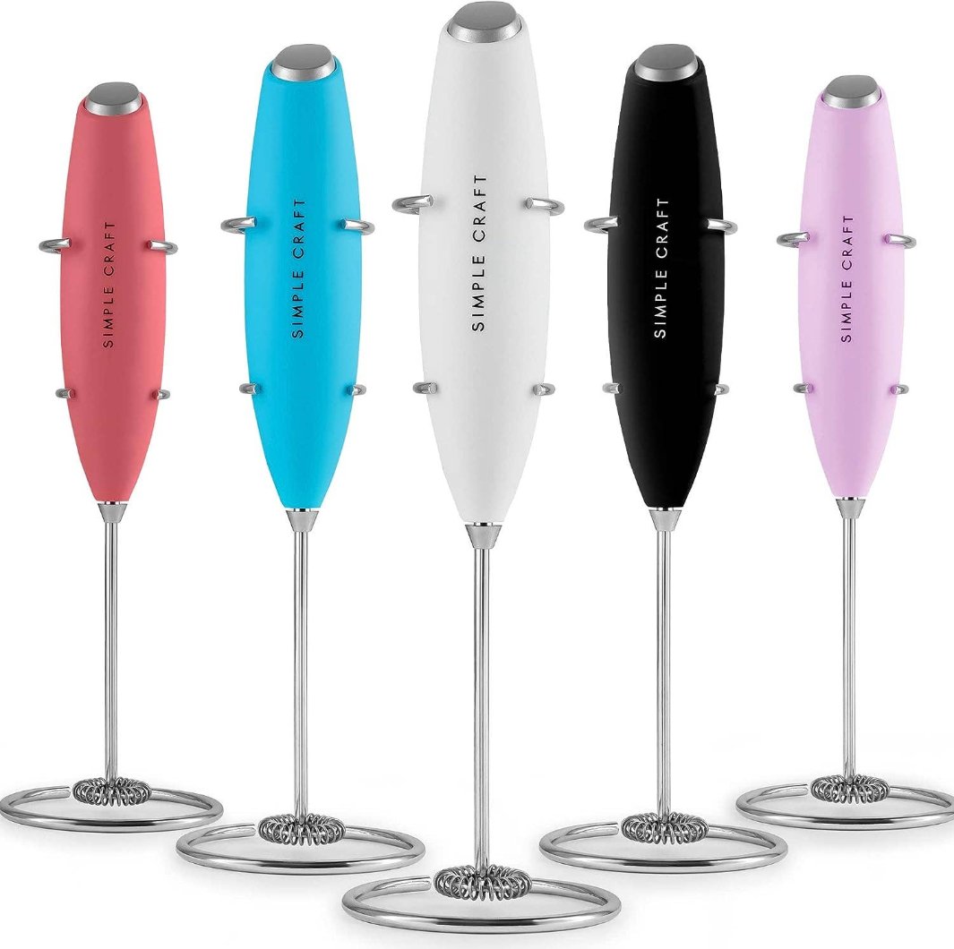 Simple Craft Handheld Drink Mixers come in 5 different colors.