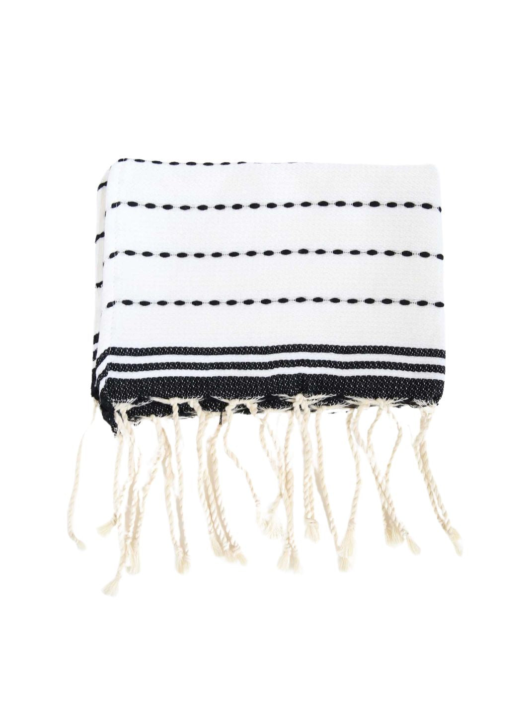 White Stitched Bicolor Hand Towel