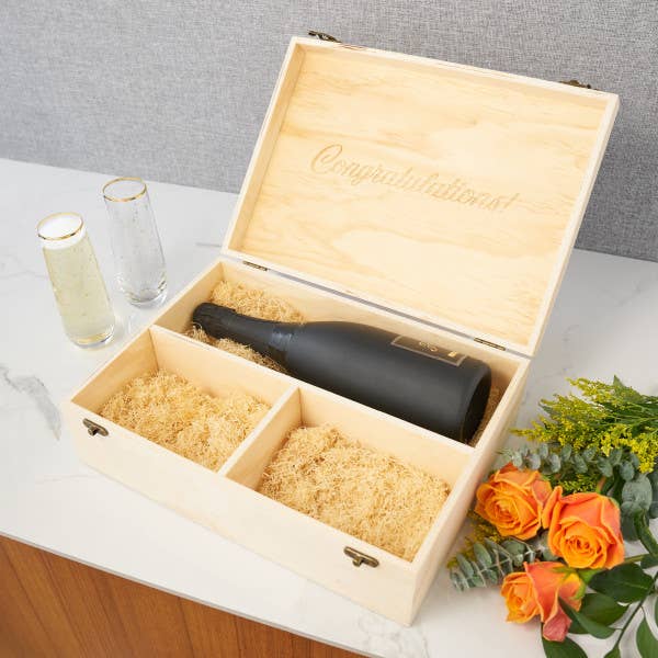 "Congrats" Champagne Gift Box with Glasses