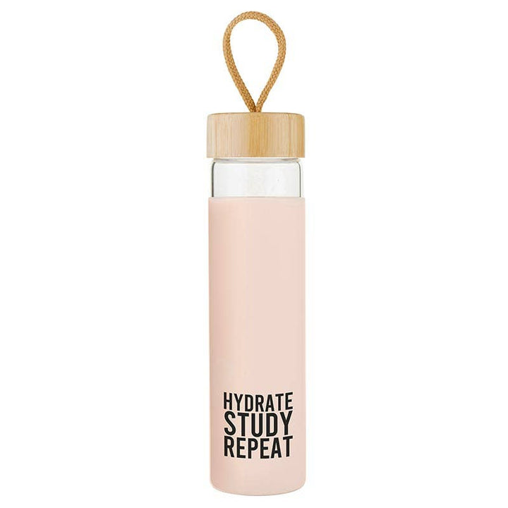 "Hydrate Study Repeat" Glass Bottle